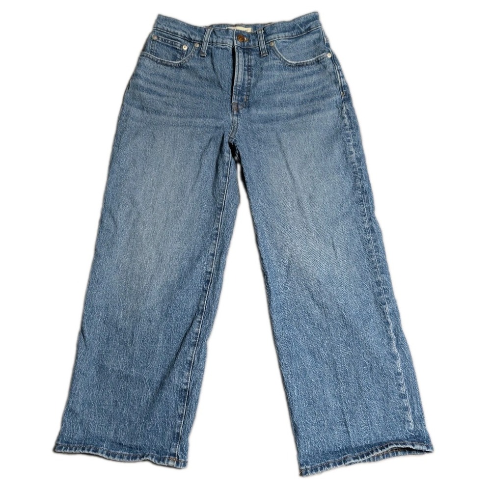 Madewell Perfect Vintage Jeans Womens 28P Blue Wide Leg Crop High Rise Petite